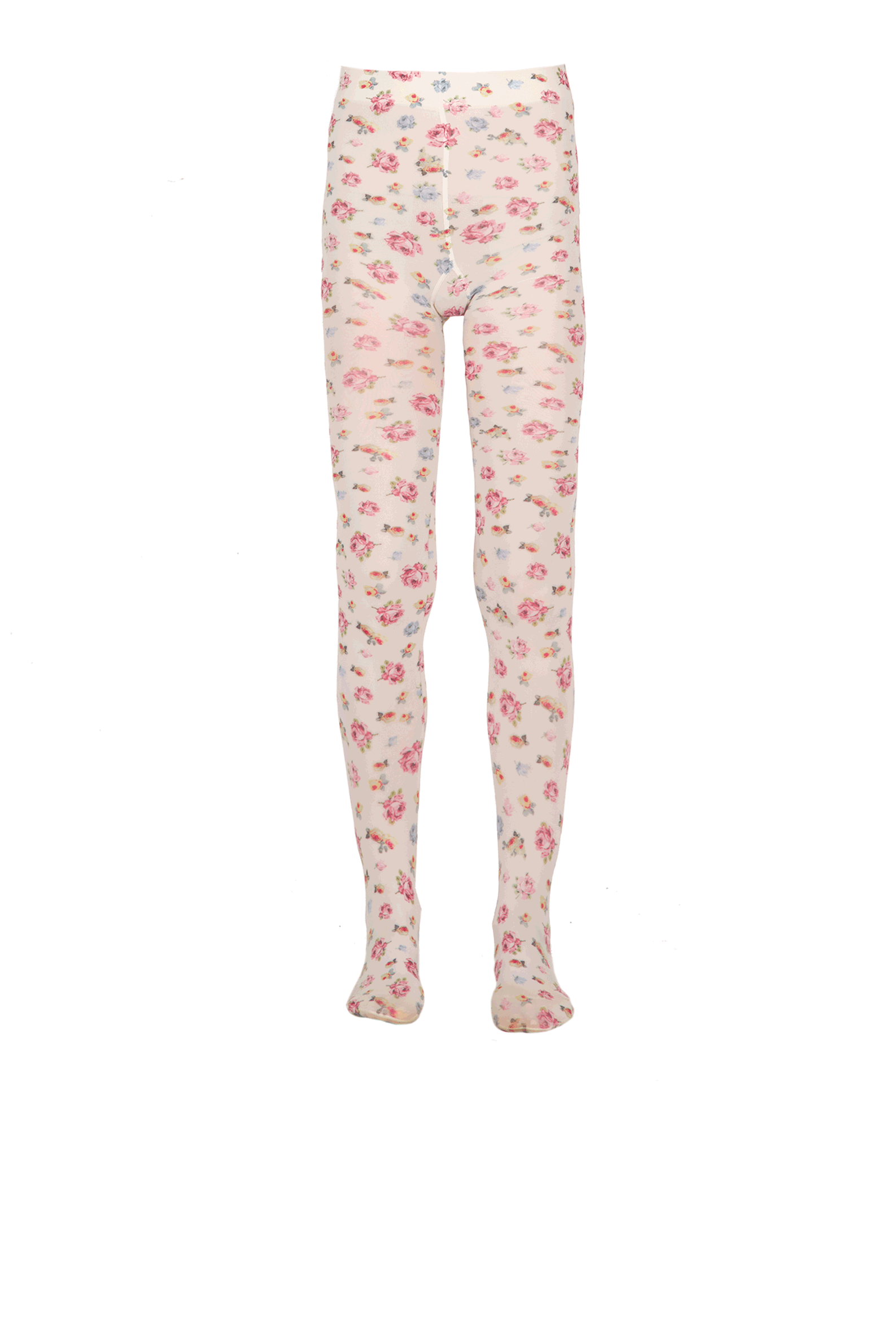 Collant in lycra con piccole rose crema