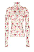 Cream Jersey Floral Wool Turtleneck