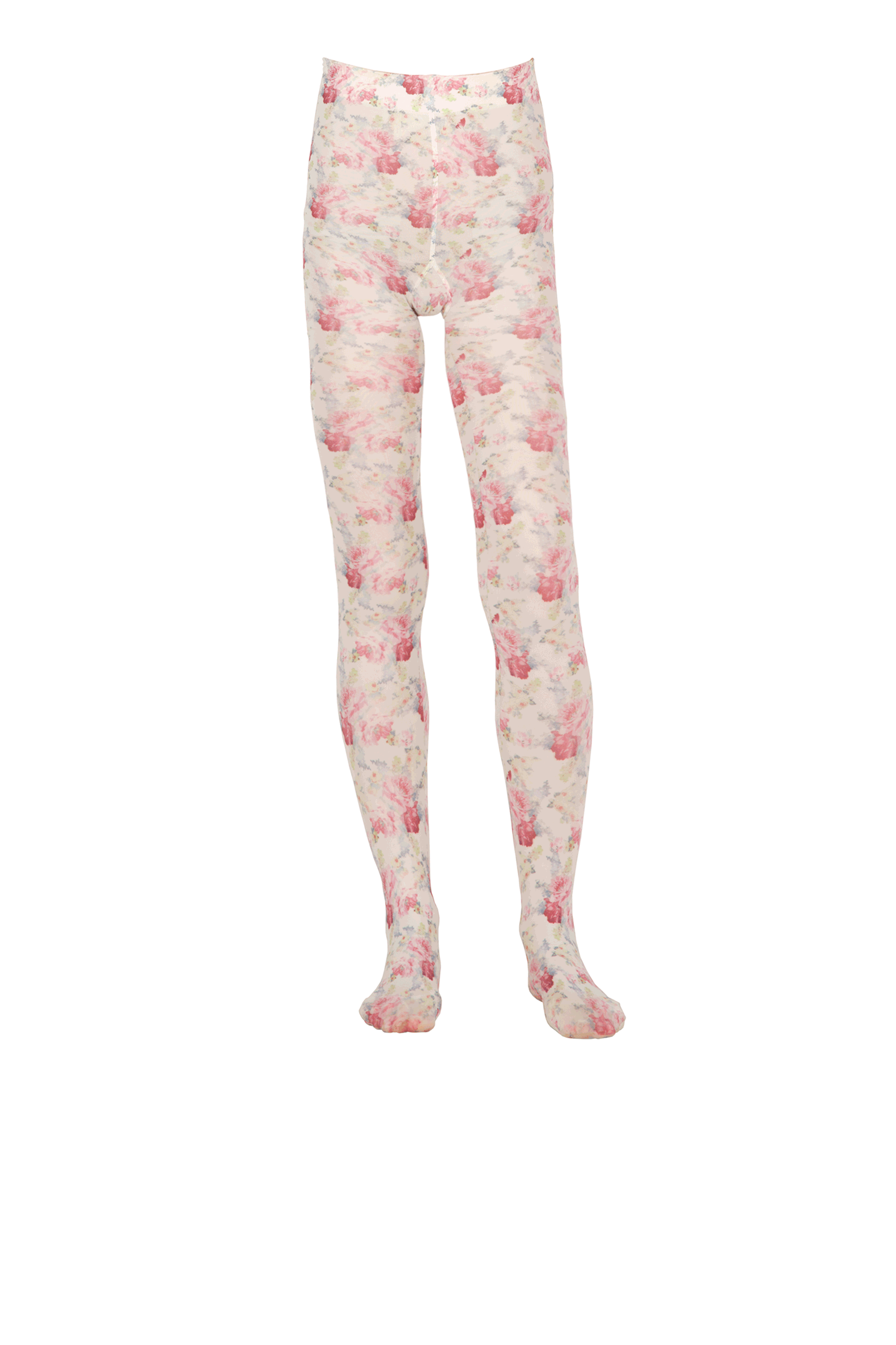 Collant in lycra con motivo floreale giardino crema