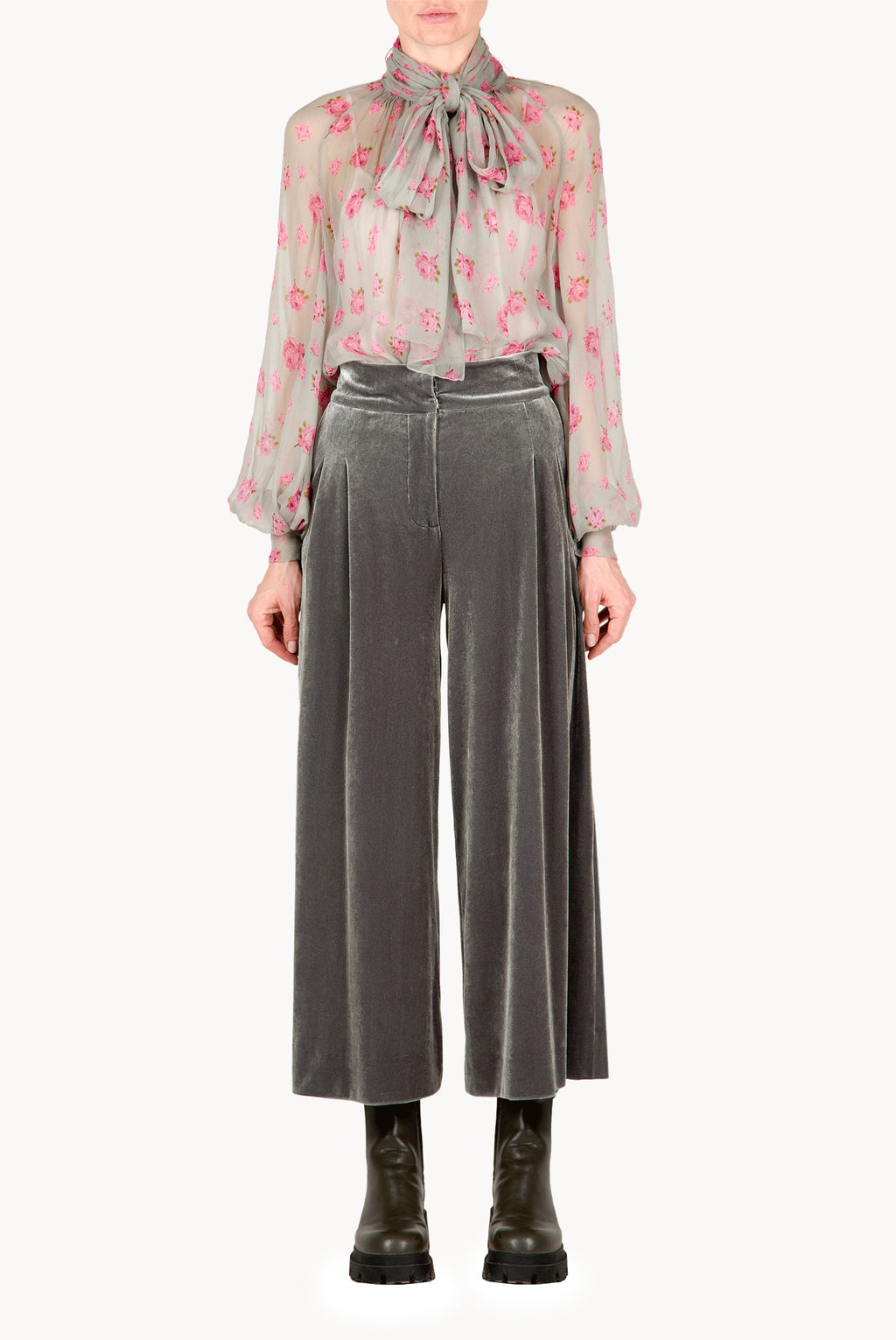Floral Shirt with Bow