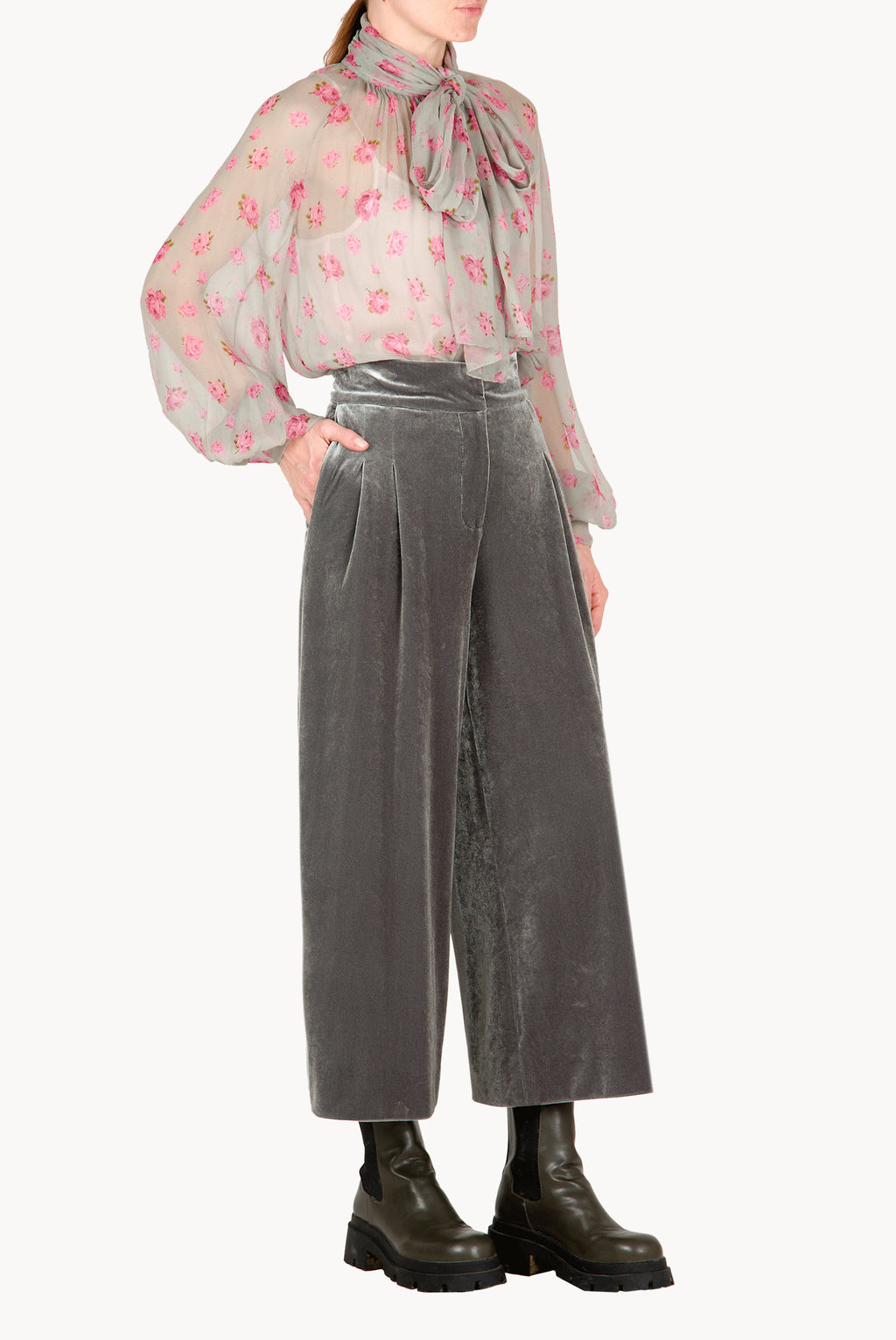 Floral Shirt with Bow