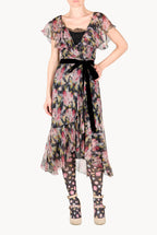 Abito avvolgente in chiffon floreale