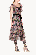 Abito avvolgente in chiffon floreale