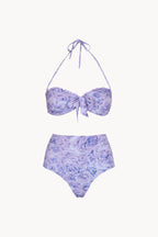 Band And High Waist Slip Bikini Lilac Roses