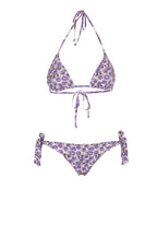 Bikini a triangolo e slip con papaveri lilla doppio strato