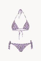 Bikini a triangolo e slip con papaveri lilla doppio strato
