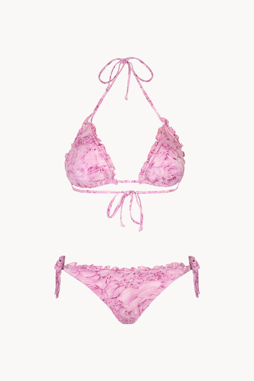 Bikini a triangolo e slip con rose rosa