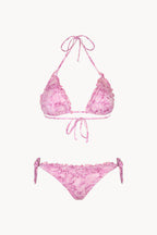 Bikini a triangolo e slip con rose rosa
