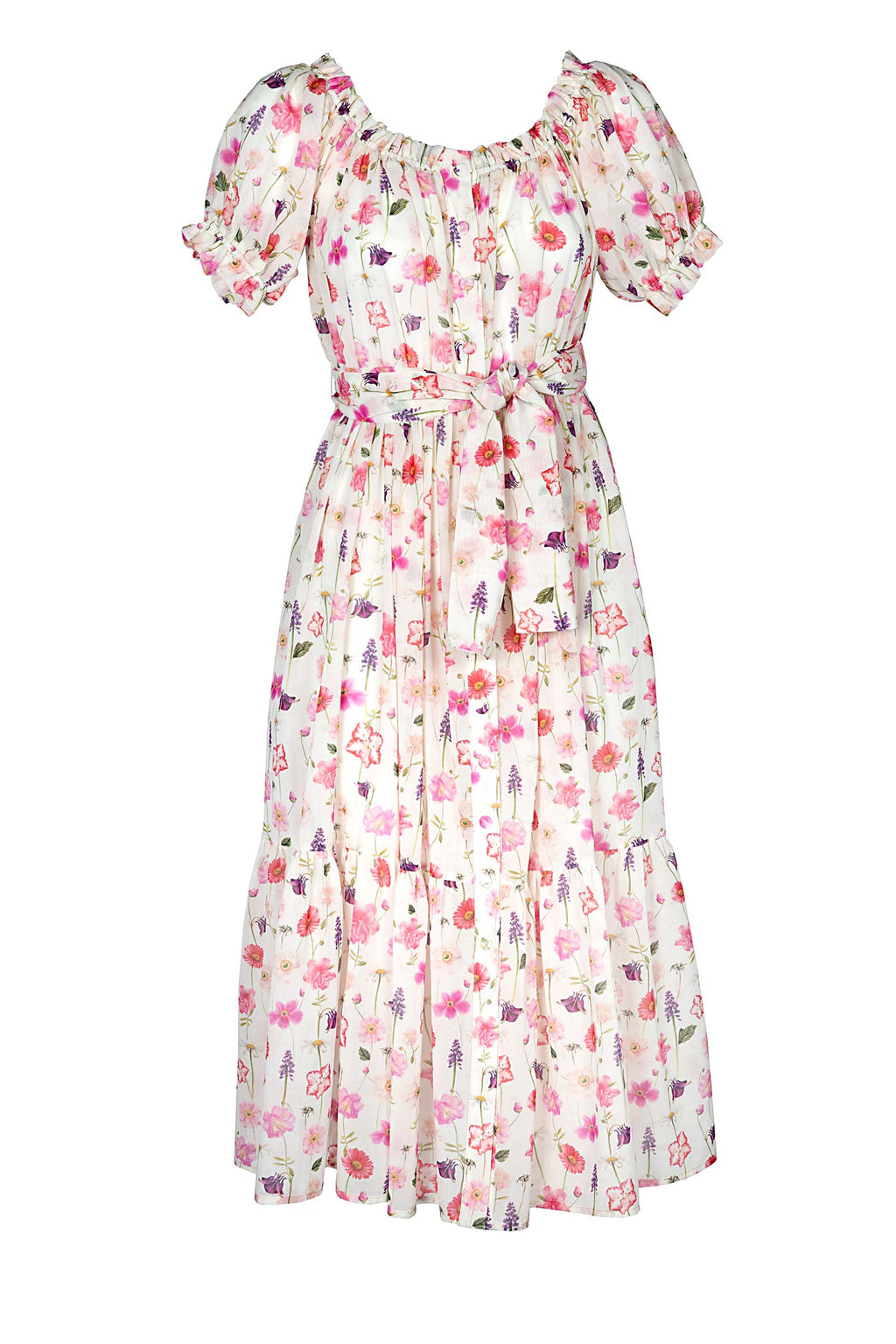 Abito midi di cotone stampato con fiori