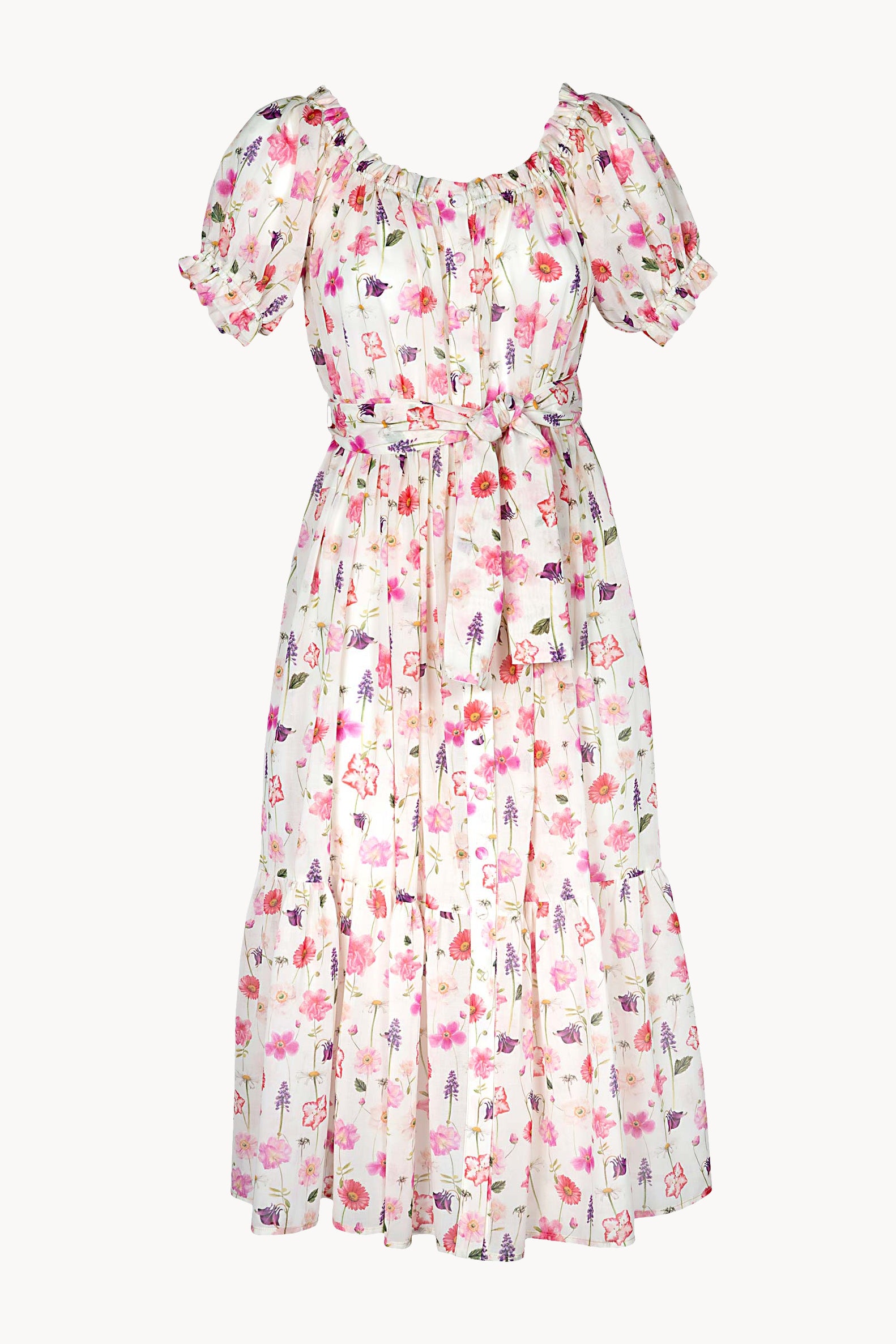Abito midi di cotone stampato con fiori