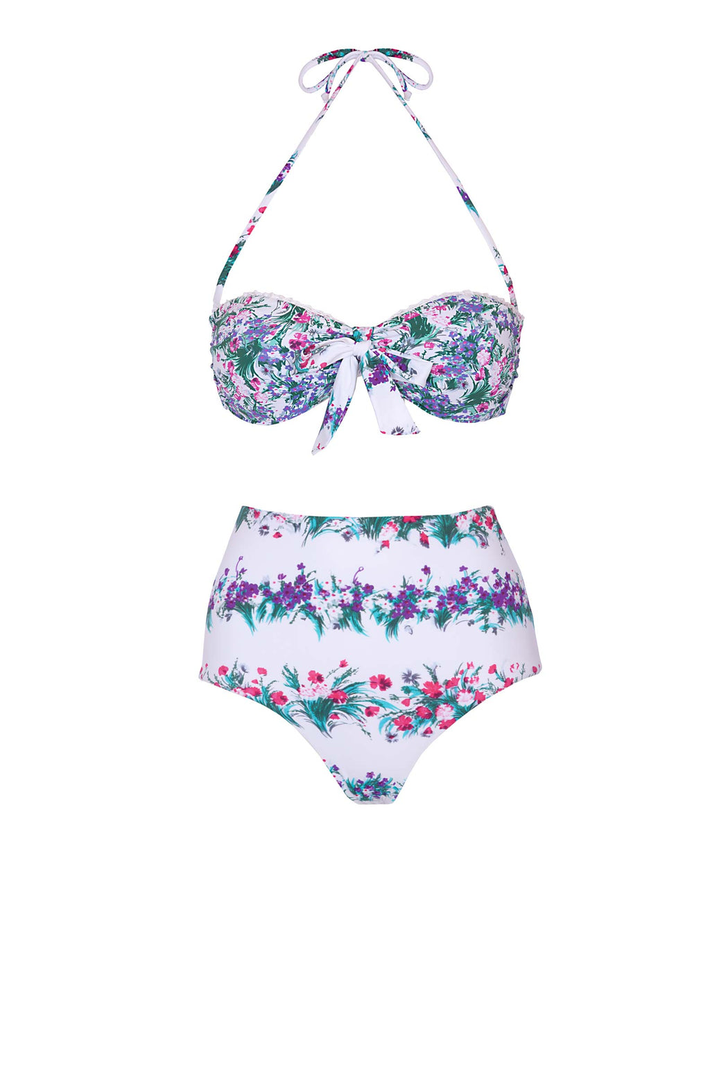 Bikini a fascia e slip a vita alta