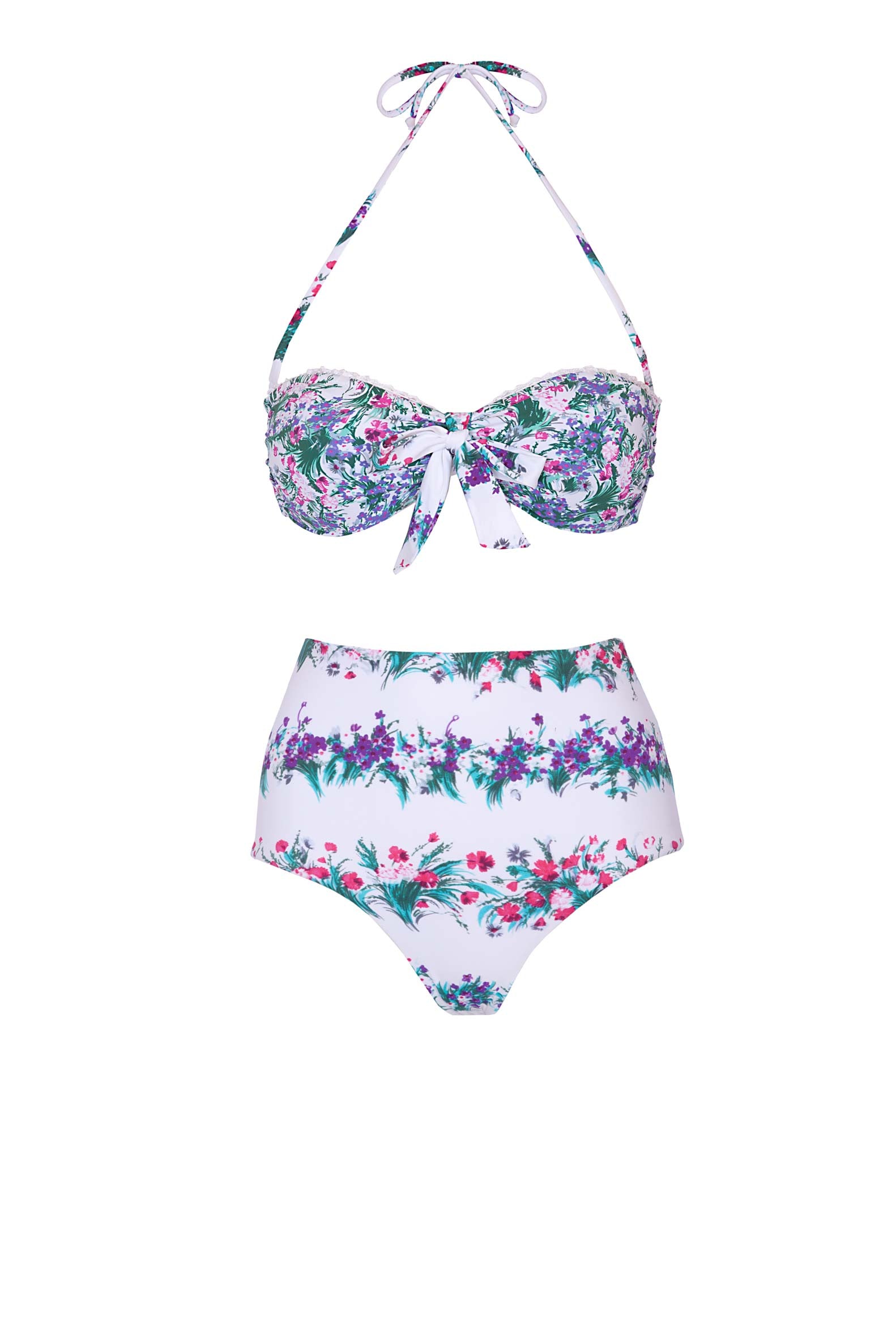 Bikini a fascia e slip a vita alta