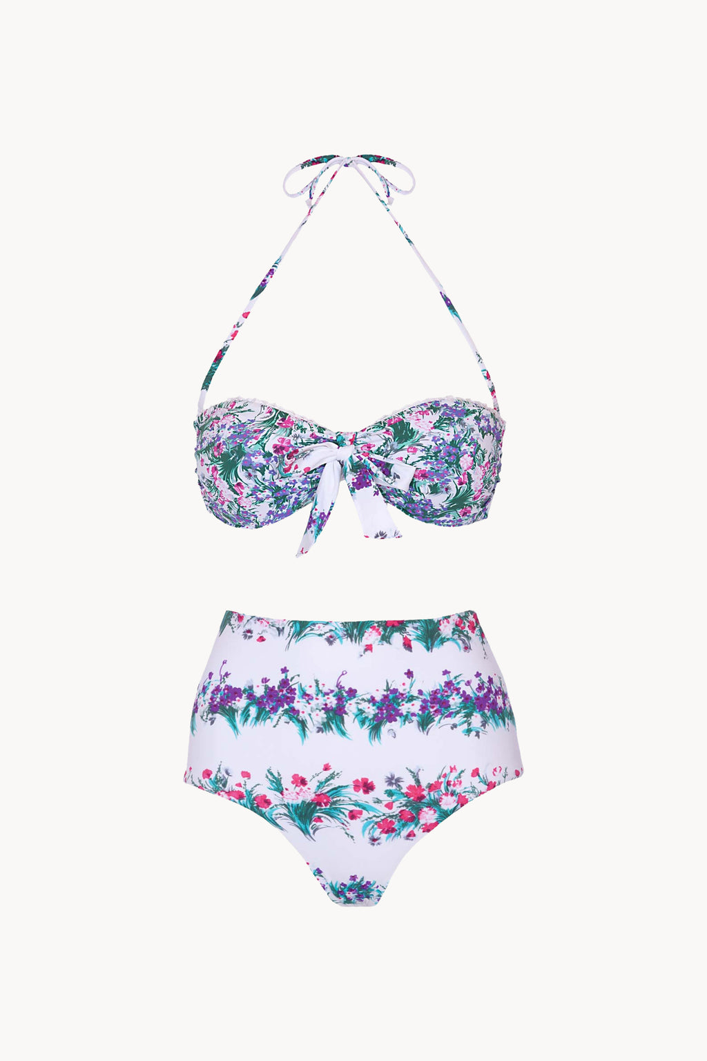 Bikini a fascia e slip a vita alta