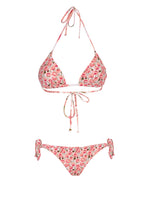 Bikini a triangolo e slip con papaveri rosa doppio strato
