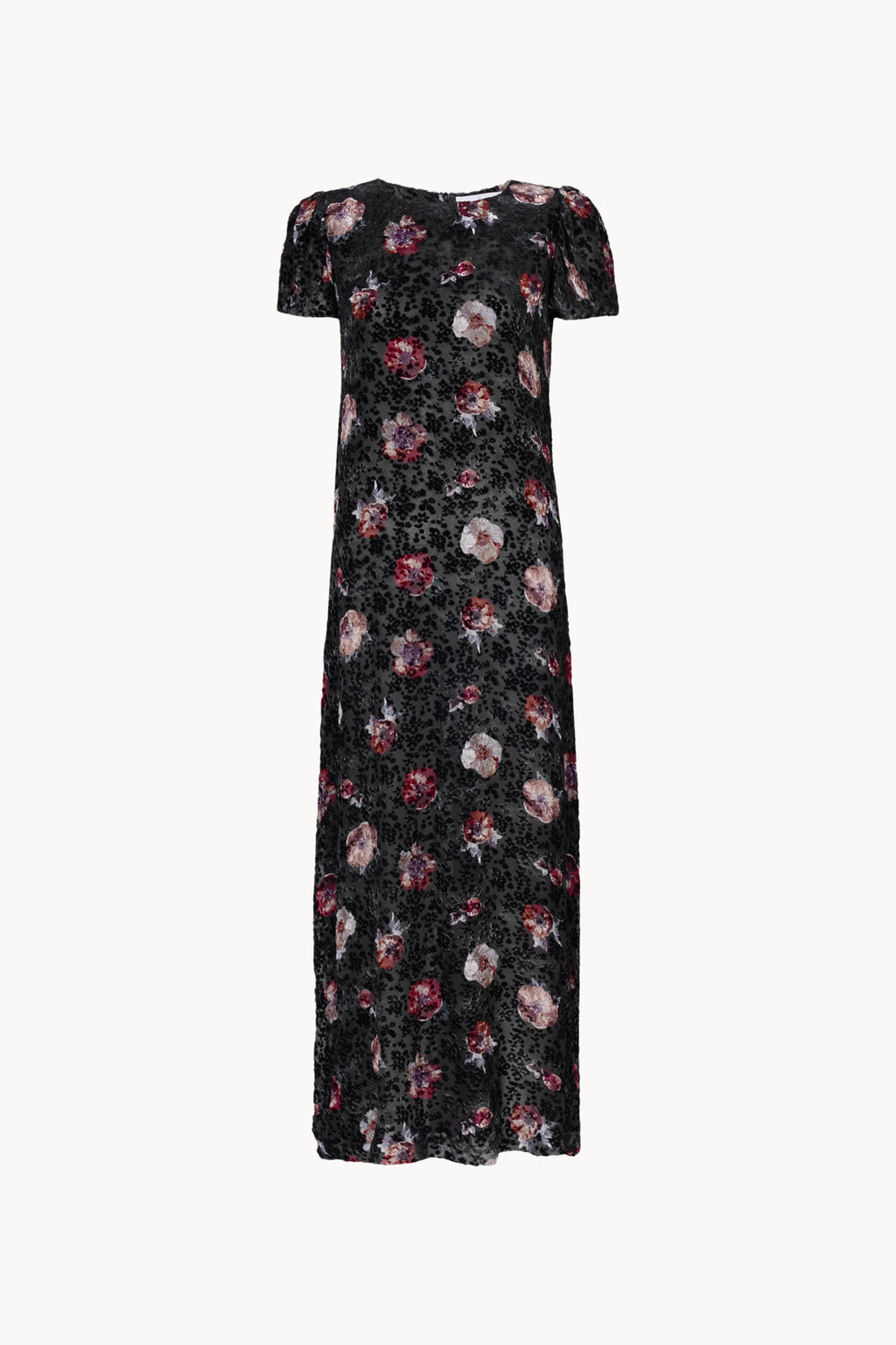 Black Pansy Flower Devoré Dress