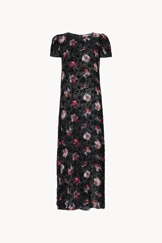 Vestito Devoré Nero con Fiore di Viola del Pensiero