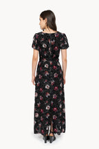 Black Pansy Flower Devoré Dress